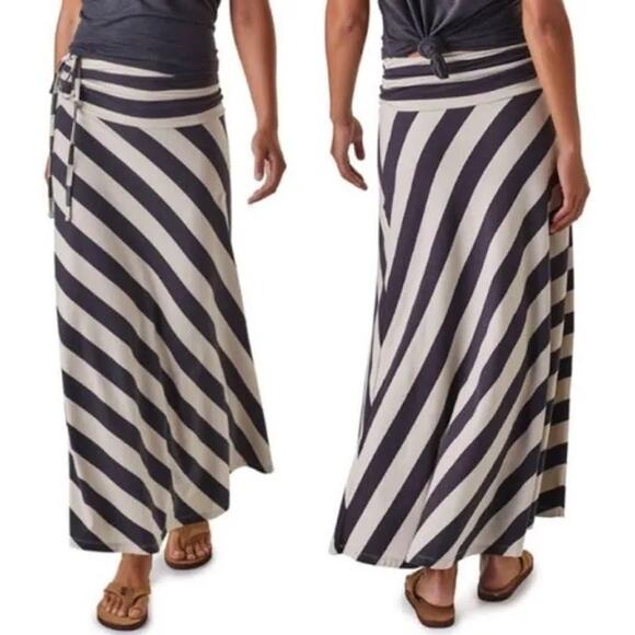 Patagonia Women's Lg Kamala Maxi Skirt Dress Jack Rabbit Stripped Light Sesame - Picture 3 of 8